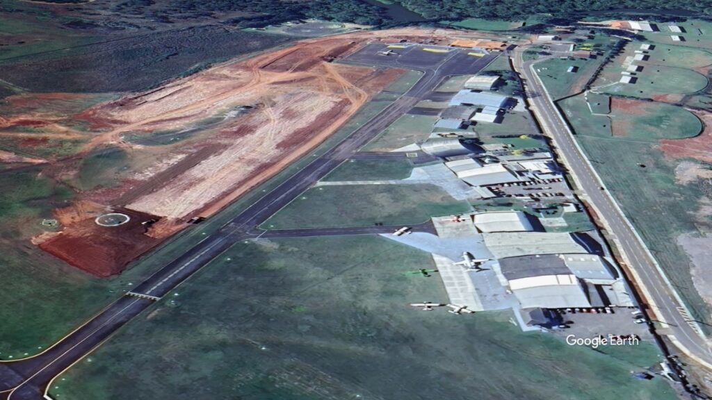Imagem de satélite das obras no aeroporto de Ponta Grossa