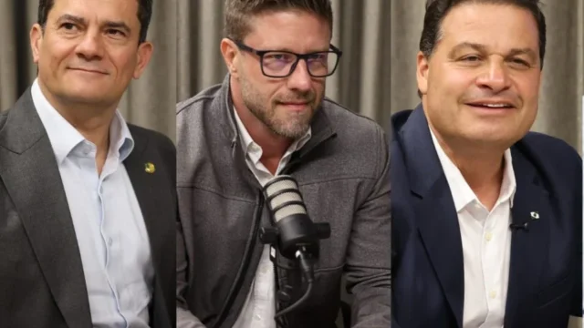 Sérgio Moro, Requião Filho e Sandro Alex posam lado a lado em arquivo do Bem Paraná