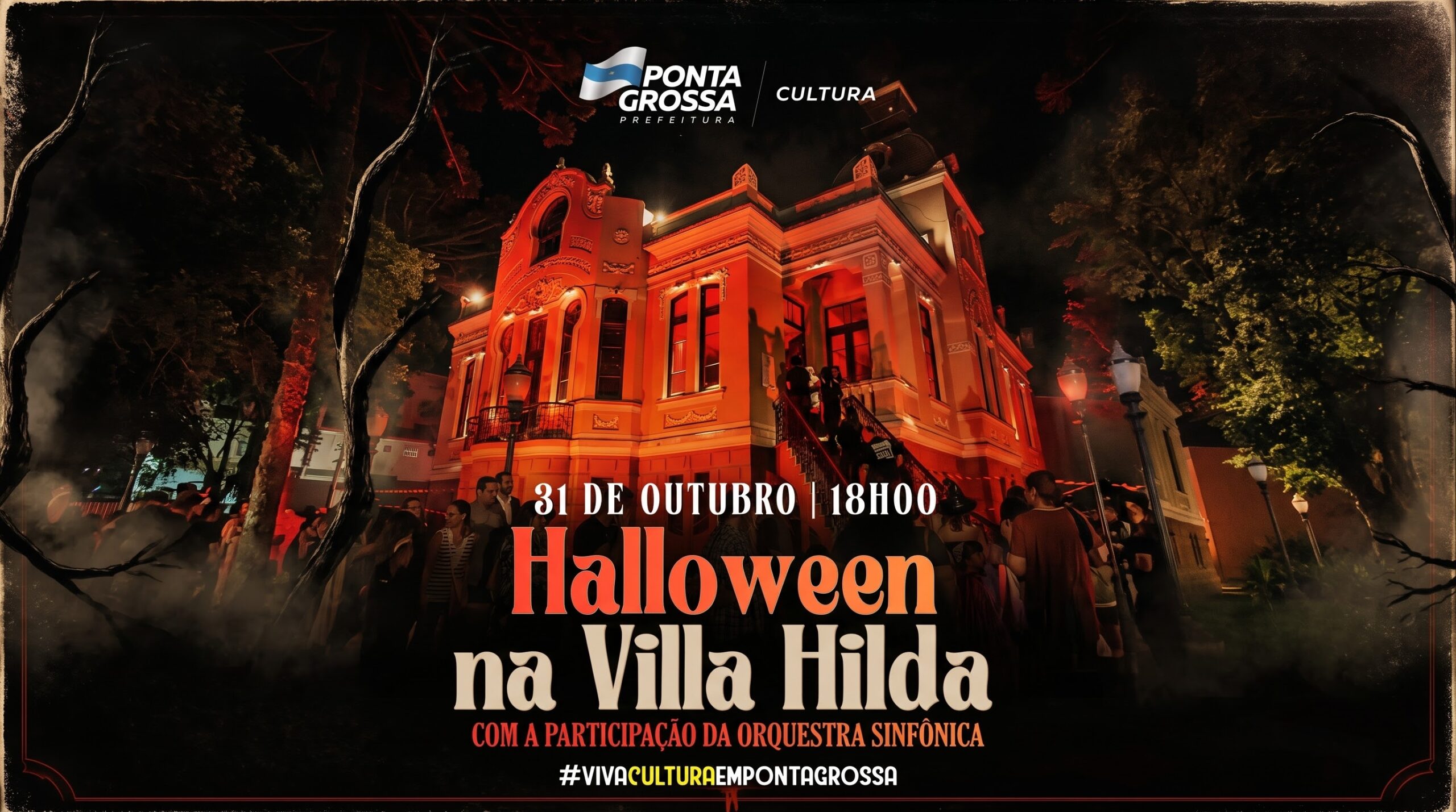 Cartaz do evento Halloween na Villa Hilda