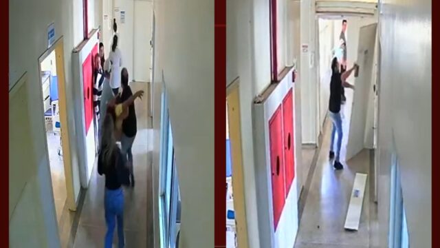 Câmeras de segurança registram homem quebrando porta de hospital no Paraná